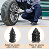 A person is repairing a tire with a nail kit, showing repair wounds within 0.1-3mm.