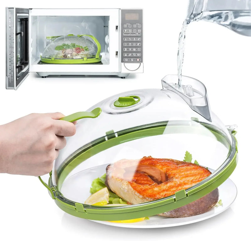 10-Inch Clear Microwave Splatter Cover with Steam Vent and Handle