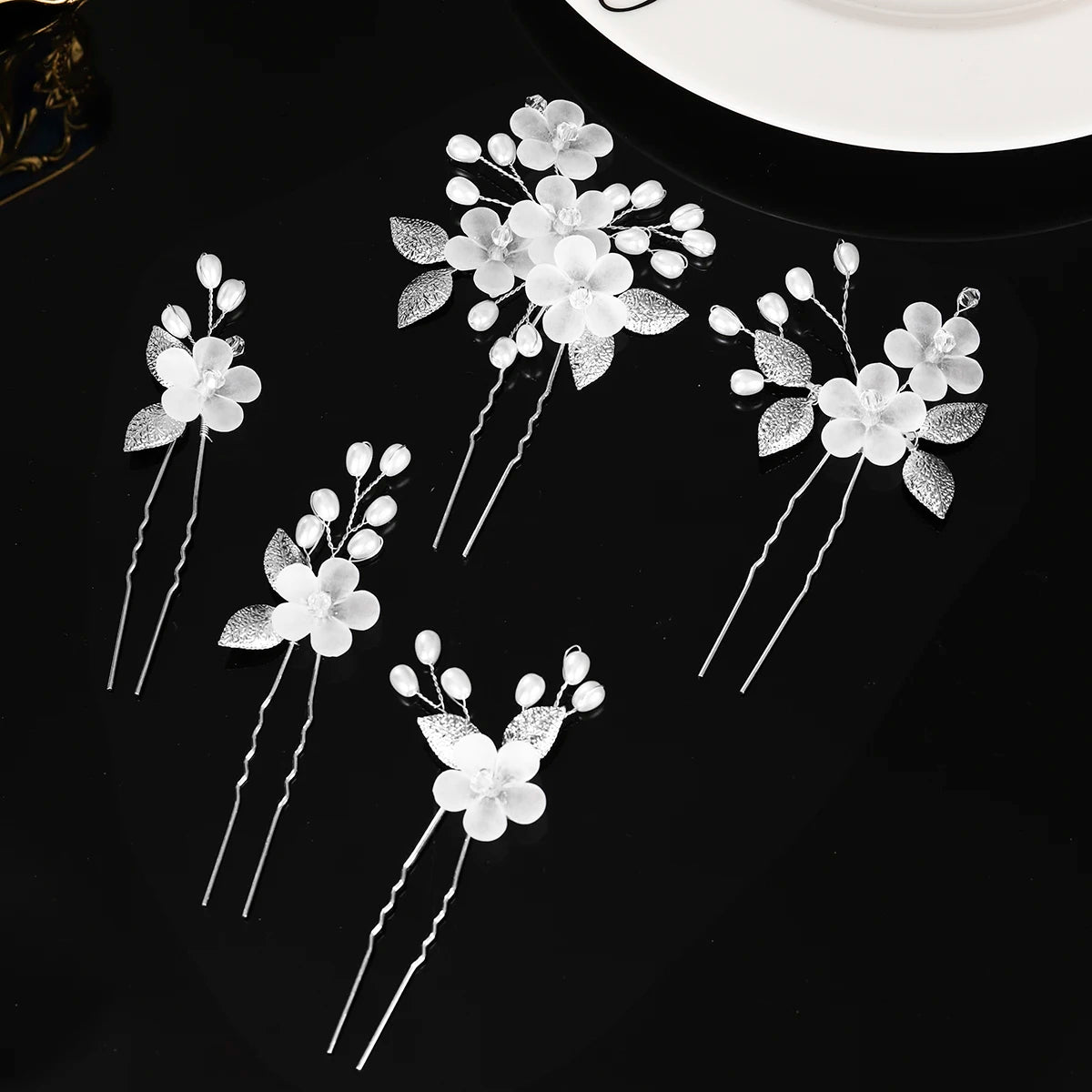 Elegant Floral Hair Stick — Pearl Flower Hairpin for Weddings & Parties