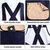 Various views of a waterproof kitchen apron featuring cross shoulder straps, removable towel pocket, double layered pockets, 