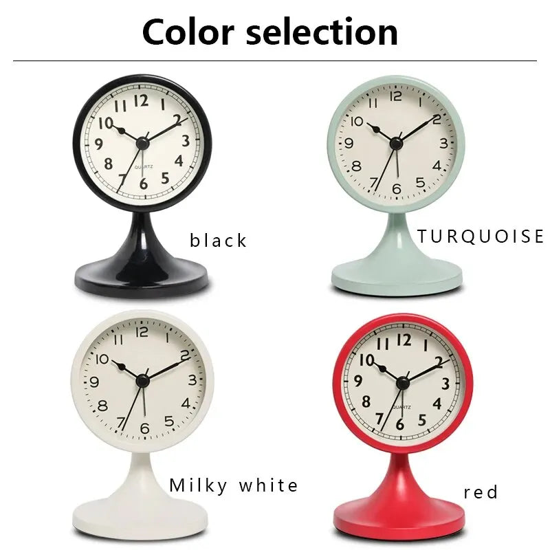 Nordic Metal Round Alarm Clock with Silent Movement and Nightlight