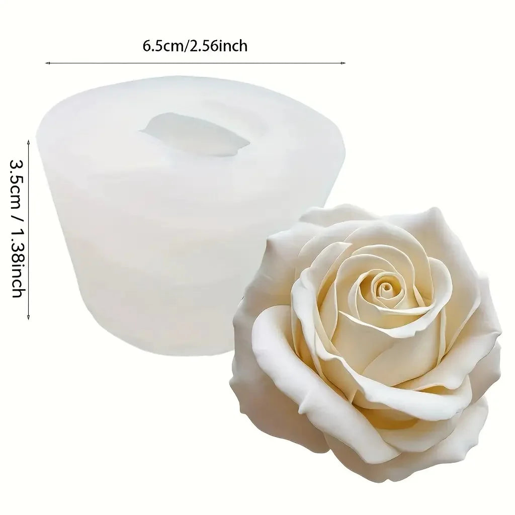 Moule en silicone blanc en forme de rose pour cire de bougie