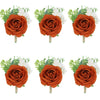 Burnt Orange Silk Boutonniere Set for Wedding Groom and Groomsmen