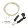 A set of six guitar strings and a 3-in-1 tool for winding guitar strings.