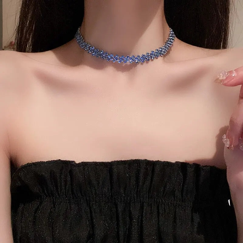 Geometric Rhinestone Choker Necklace