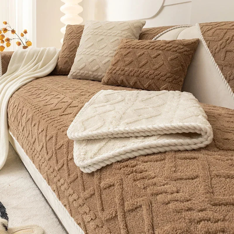 Plush Non-Slip Sofa Cover with Quilted Cotton