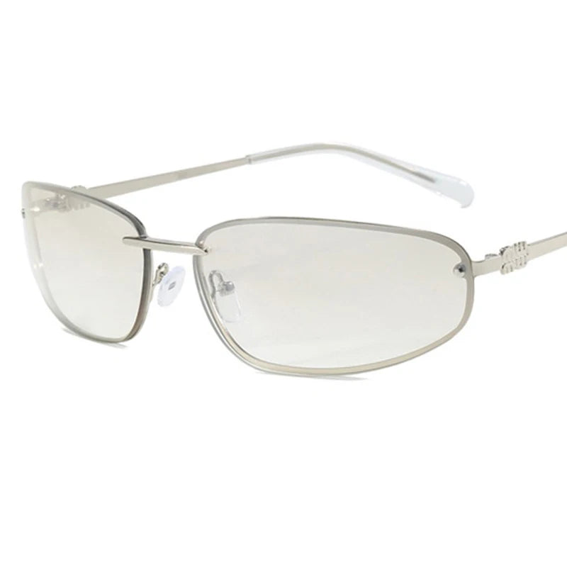 Oval Frameless Sunglasses with Gradient Lenses