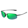 Rimless polarized sports sunglasses with a lightweight TR90 frame in bright green color