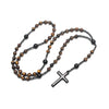 Collar con Colgante de Cruz de Piedra de Ojo de Tigre