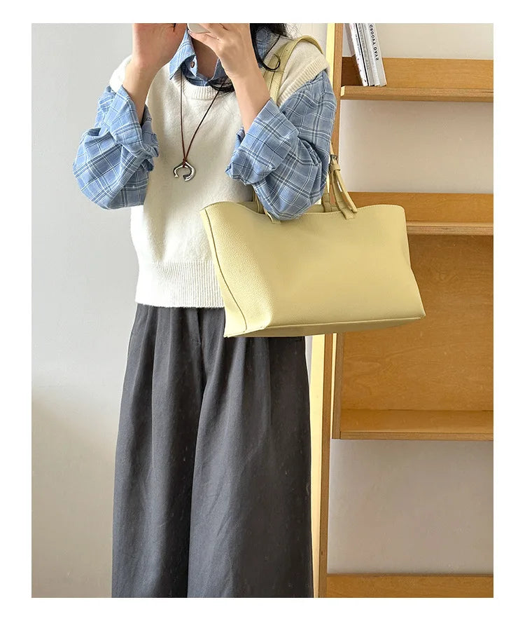 Soft PU Leather Tote Bag for Women – Spacious Everyday Carryall