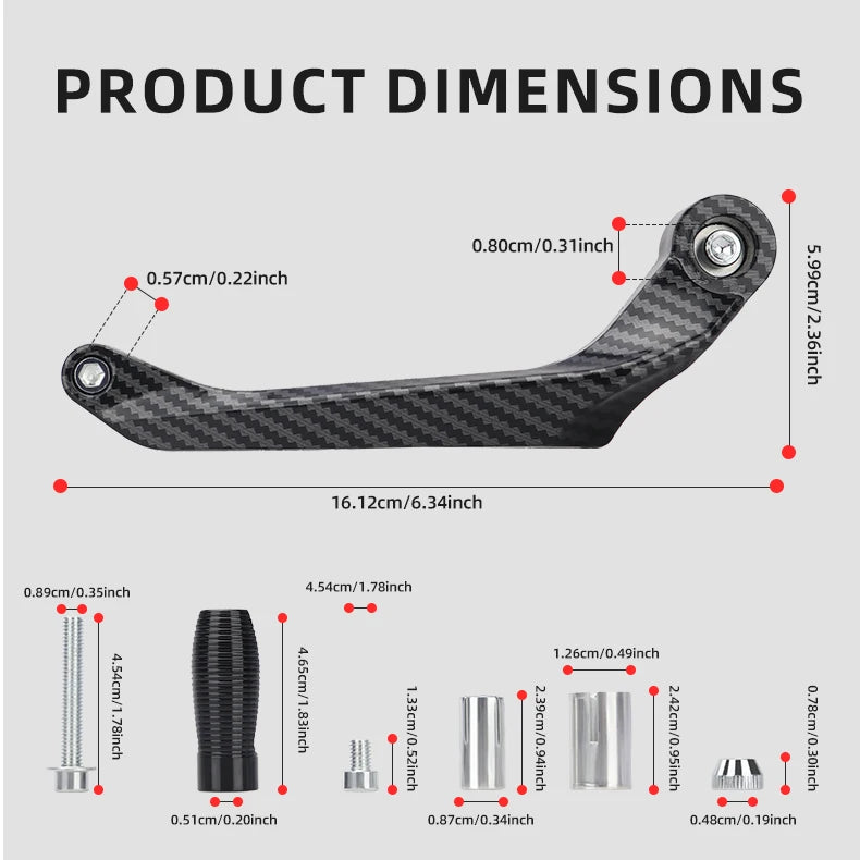 Motorcycle Brake & Clutch Lever Hand Guards with Carbon Fiber Finish