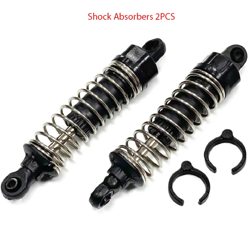 Two black shock absorbers for a high-speed 1/16 4WD RC car receiver parts kit
