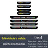 A set of eight colorful protective strips for car door sills, including front door, back door, and car trunk.