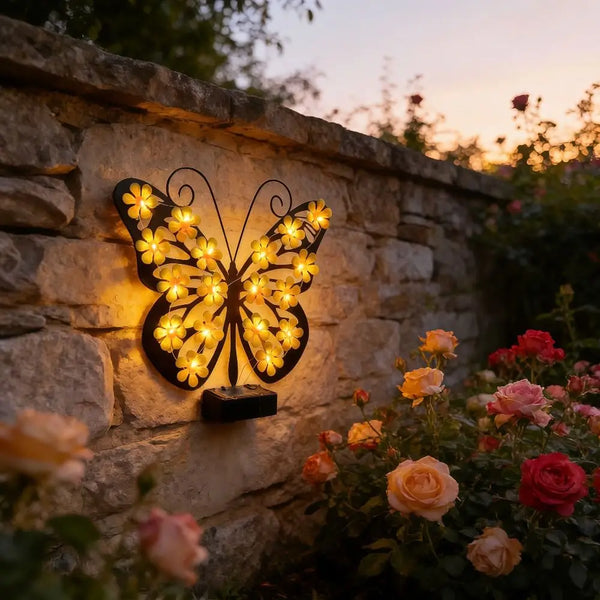 Solar-Powered Butterfly Wall Sconce