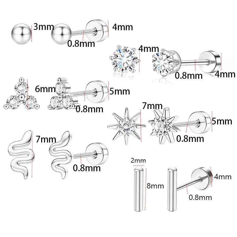Moon-Shaped Stainless Steel Flatback Earrings