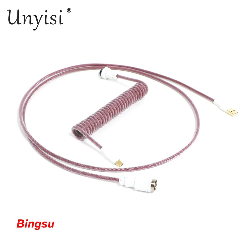 Handcrafted Coiled USB-A to Type-C Cable for Mechanical Keyboards