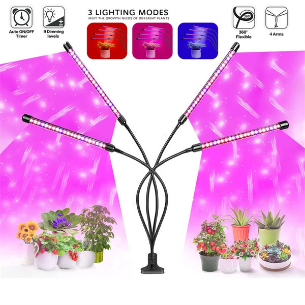 Lampe de croissance LED USB pour plantes avec minuterie et réglage de luminosité
