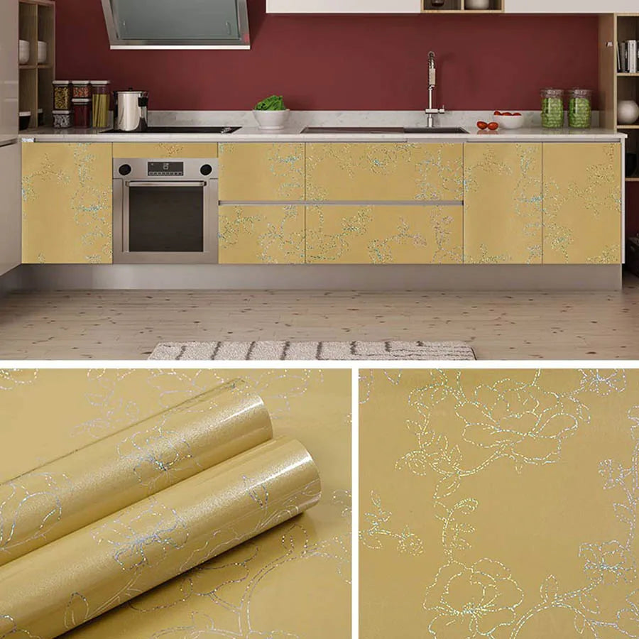 Black Self-Adhesive Waterproof Wallpaper for Kitchen & Furniture Renovation