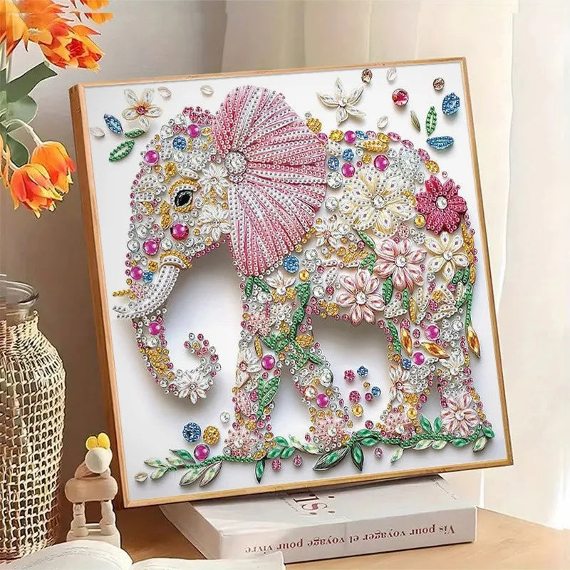 Enchanting Elephant and Flower Diamond Painting Kit
