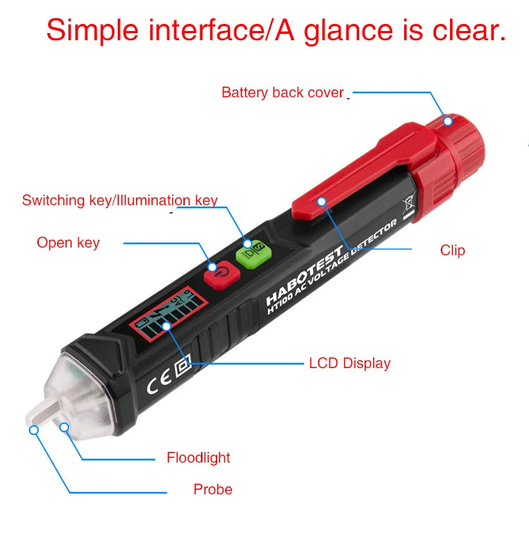 Non-Contact AC Voltage Detector with LCD Display