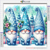Kit de peinture de diamants avec un gnome mosaïque de Noël bleu et blanc.