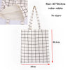 White checkered canvas tote bag with black lines, measuring 33cm by 36.5cm.