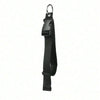 Black durable polyester luggage strap with a metal ID tag attached.
