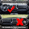 A dashboard cover is shown with a red X indicating it is not suitable for right-hand drive vehicles.