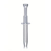 A stainless steel piercing ball grabber tool with a cylindrical handle and a textured grip.