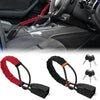A universal car steering wheel lock with a seatbelt anti-theft device shown in various forms.
