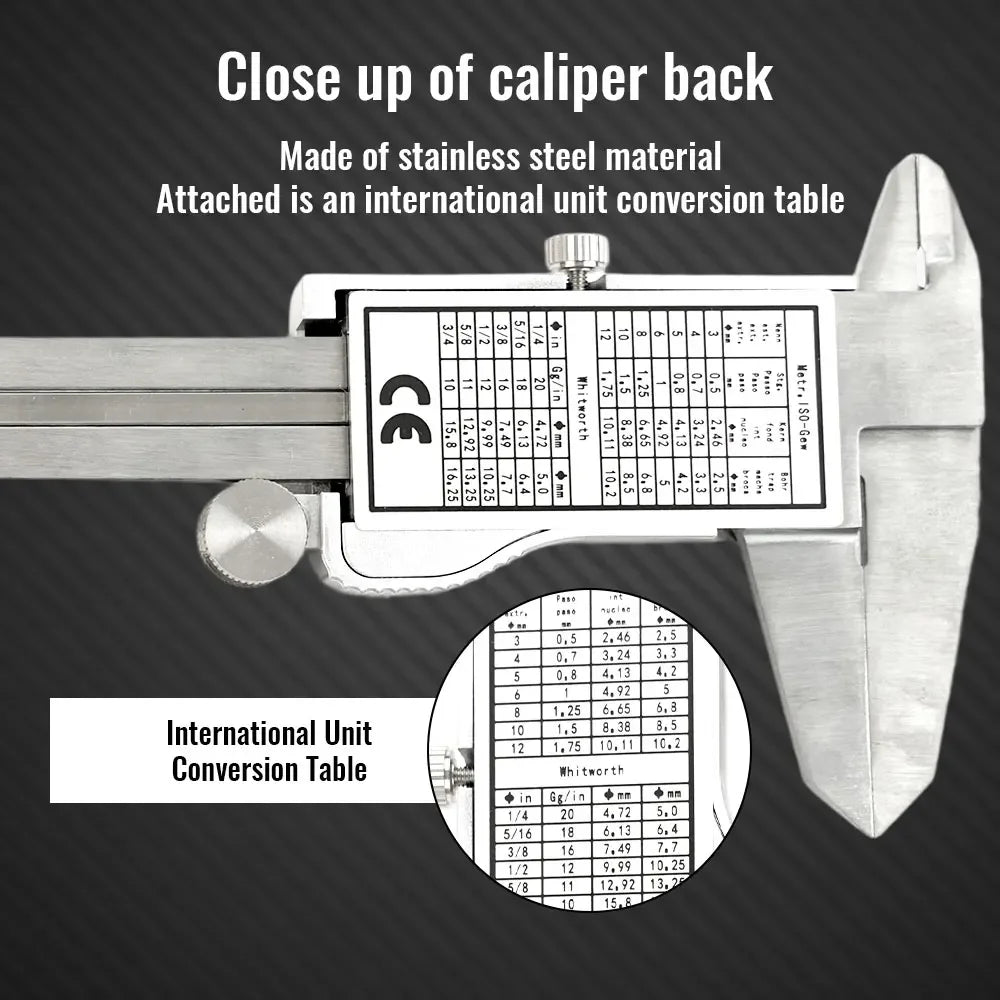 Stainless Steel Digital Caliper with Large LCD Display