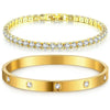 14K Gold-Plated CZ Tennis Bracelet & Bangle Set