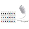 A white 2-in-1 mini projector night light with multiple colored lights arranged in a row.