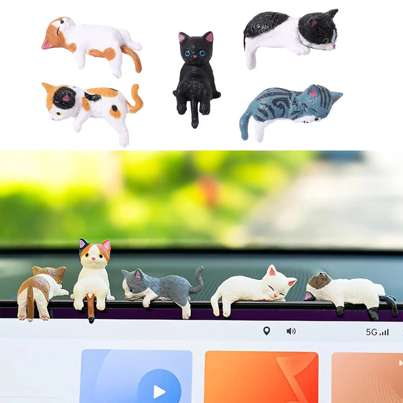 Set de 5 Figuras de Gatos de Dibujos Animados para Decorar el Escritorio o el Coche