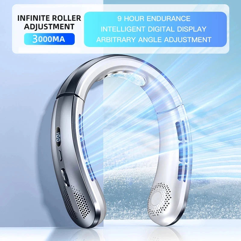 Portable Hanging Neck Fan with Digital Display