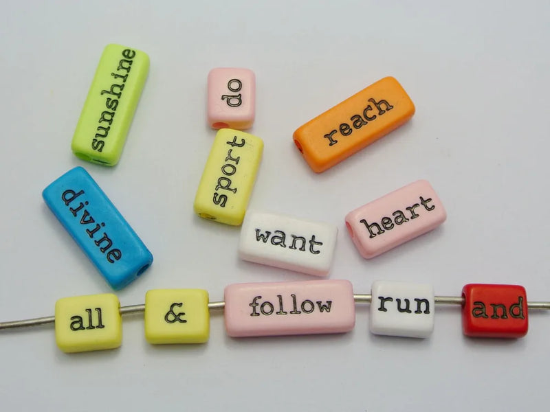 Assorted Inspirational Word Beads for Jewelry Making