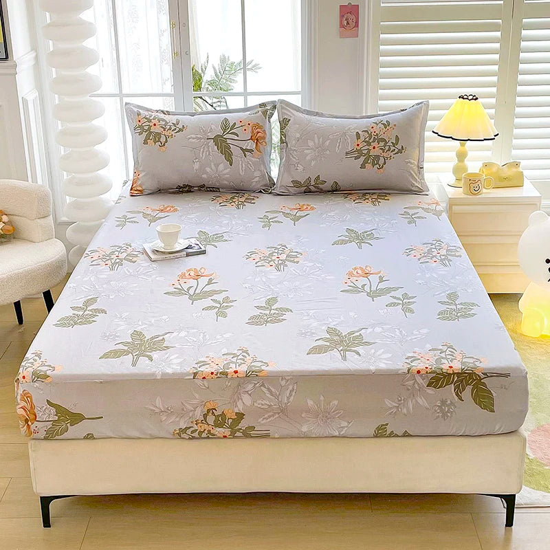 Botanical Floral Fitted Sheet – Soft Polyester Bedding for Everyday Comfort