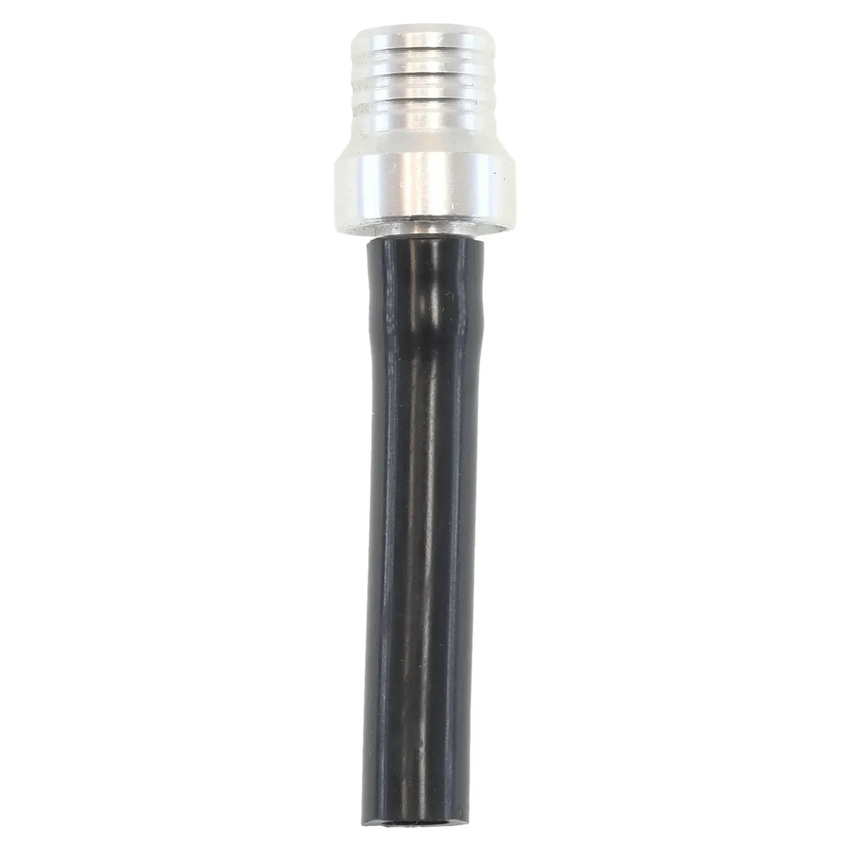 A metal fuel tank breather valve with a threaded top and a long black cylindrical body.