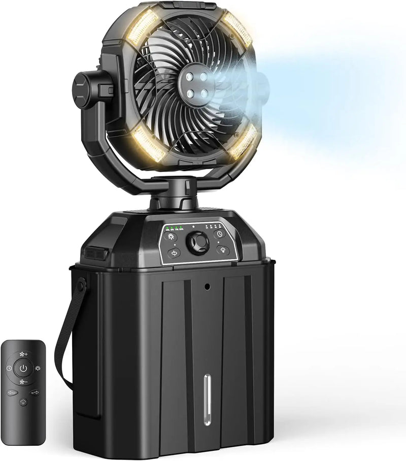 Ventilateur Brumisateur Portable Rechargeable avec Réservoir d'Eau de 7L et Batterie Externe