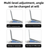 A laptop sleeve case demonstrating multi-level angle adjustment for different modes like Crossing Drama, Entertainment, Socia