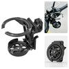 Black 360° foldable handlebar cup holder for bikes and scooters shown in multiple views.