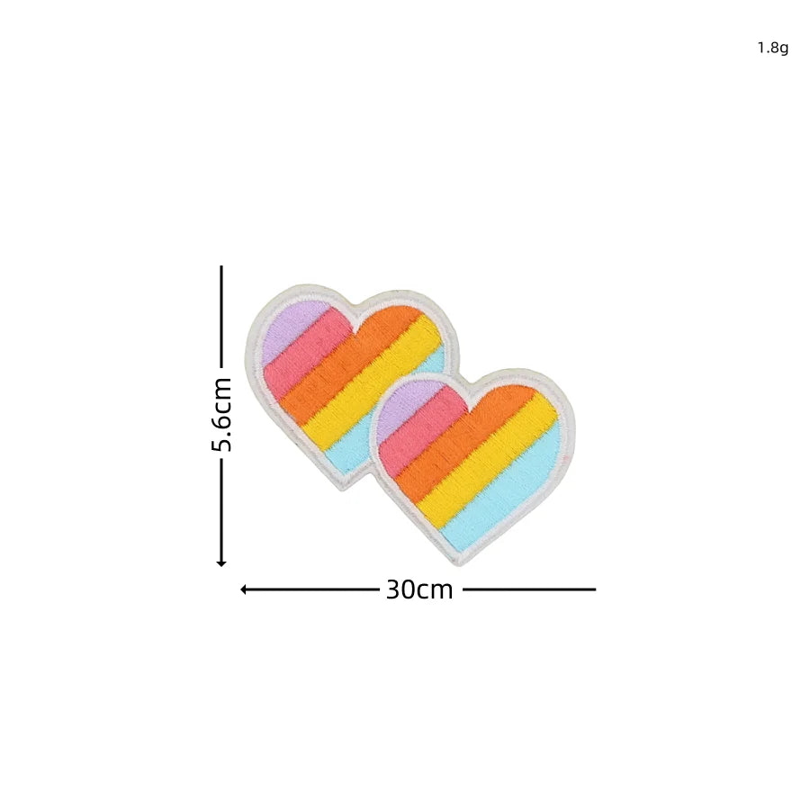 Rainbow Star & Heart Embroidered Iron-On Patches (Set of 10)
