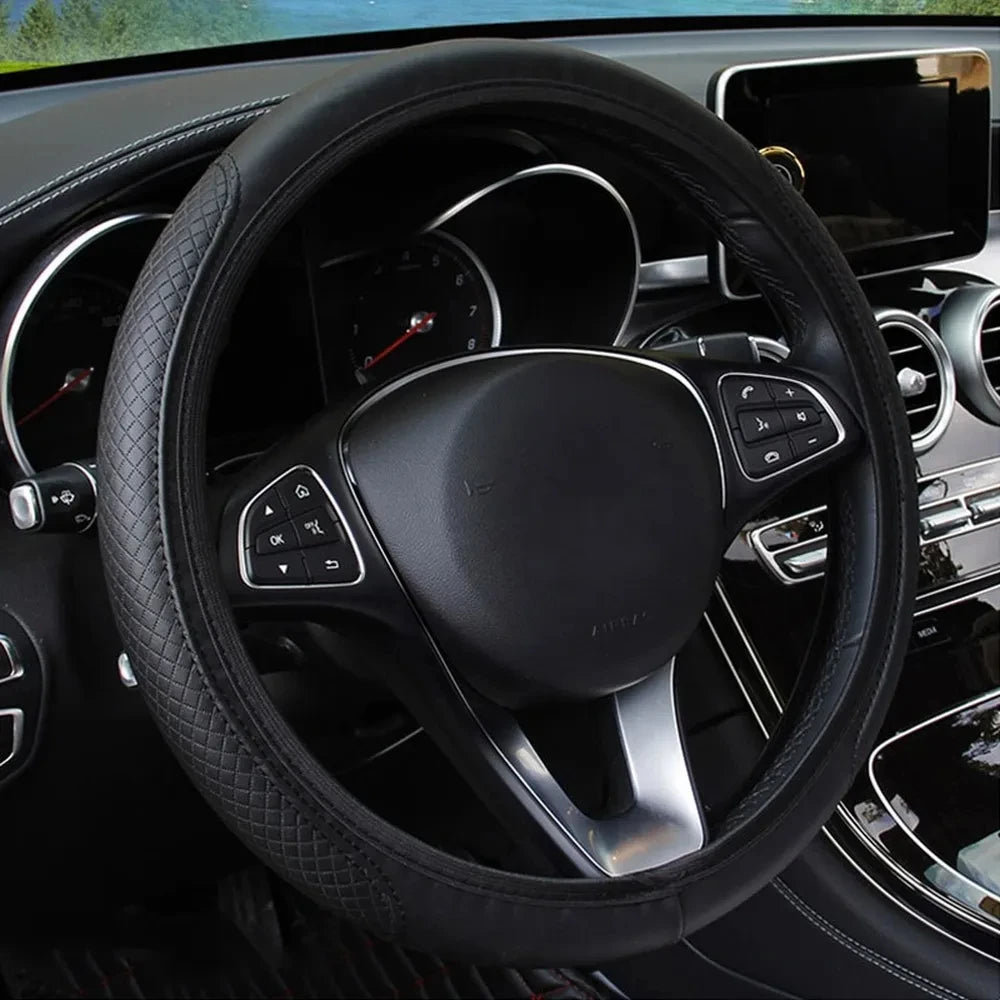 Premium Anti-Slip Leather Car Steering Wheel Cover