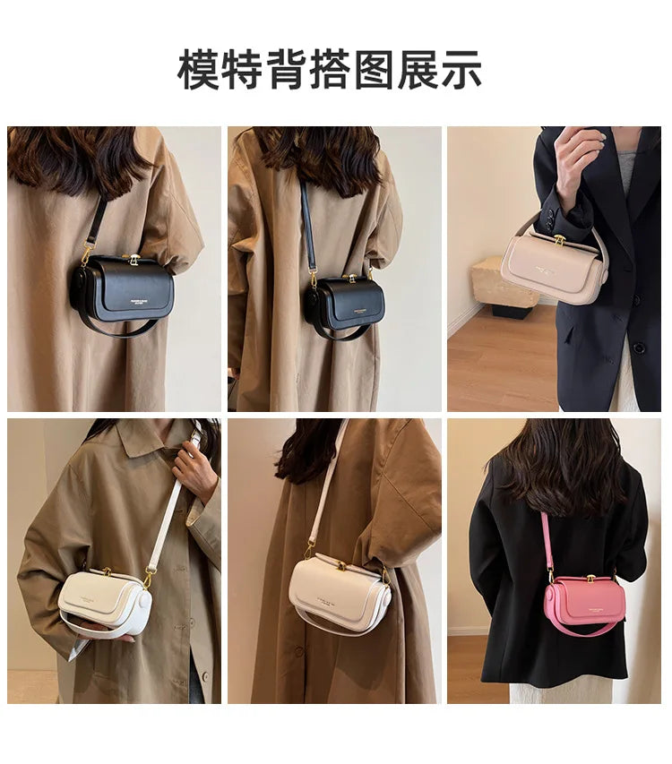Classic Retro Crossbody Shoulder Bag with Textured Flap