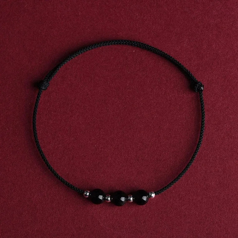 Handwoven Crystal Anklet with Natural Stone Charms