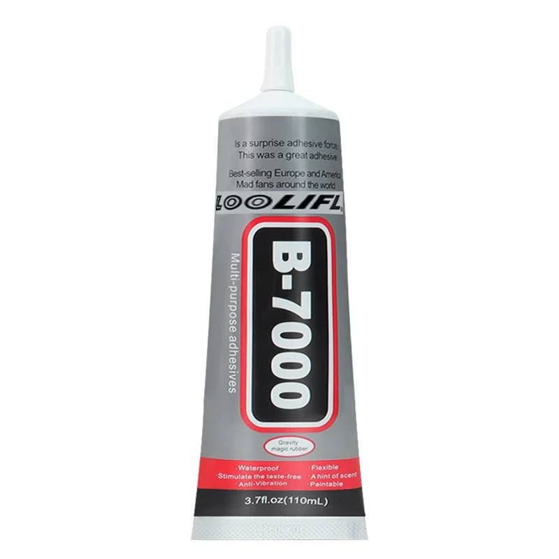 A bottle of B-7000 surprise adhesive glue with a fine tip for jewelry, crafts, and repairs