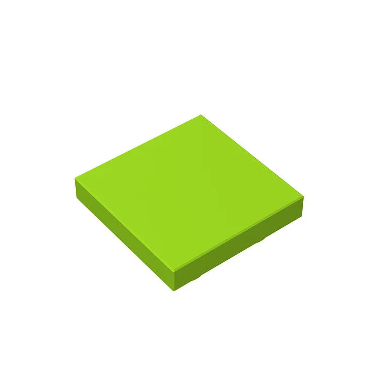 A bright lime green square panel used for building blocks.