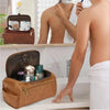 Hanging Leather Toiletry Bag with Durable Water-Resistant Design