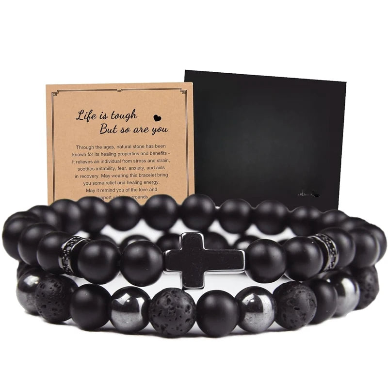 Triple Protection Men's Gemstone Bracelet