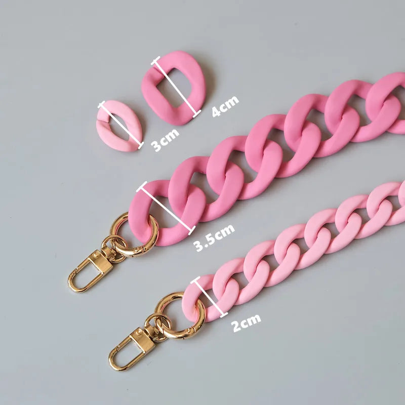 Matte Candy Pink Resin Handbag Chain – Detachable Shoulder Strap